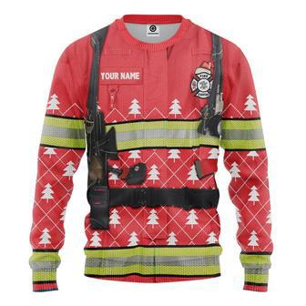 Personalized Custom Name 3D Firefighter Ugly Sweater | Favorety DE