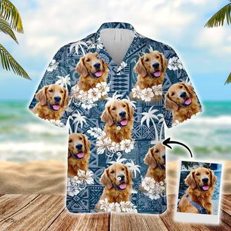 Personalized Dog Pet Face Aloha Hawaiian Shirts with Dog Face Pet Face Customize. Personalized Dog Face Shirts, Custom Dog Pet Face Hawaiian Shirts - Seseable