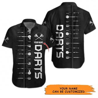 Personalized Name Dart Aloha Hawaiian Shirt - Black Dart Pattern Personalized Name Hawaiian Shirt - Perfect Dart Gift For Men & Women, Dart Lover - Seseable