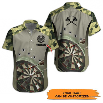 Personalized Name Dart Aloha Hawaiian Shirt - Camo Dart Pattern Personalized Name Hawaiian Shirt - Perfect Dart Gift For Men & Women, Dart Lover | Seseable CA
