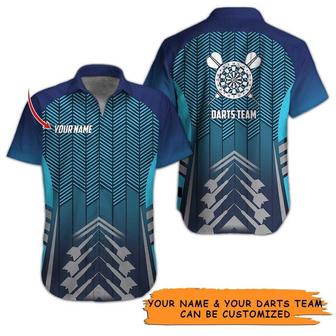 Personalized Name Darts Aloha Hawaiian Shirt - Blue Darts Pattern Personalized Name Hawaiian Shirt For Men & Women, Darts Lover - Seseable