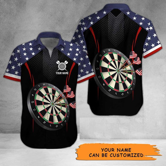 Personalized Name Darts Aloha Hawaiian Shirt - Cool Darts And US Flag Pattern Personalized Name Hawaiian Shirt For Men & Women, Darts Lover - Seseable