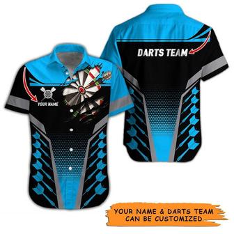 Personalized Name Darts Aloha Hawaiian Shirt - Darts And Fabric Torn Texture Personalized Name & Team Hawaiian Shirt For Men & Women, Darts Lover - Seseable