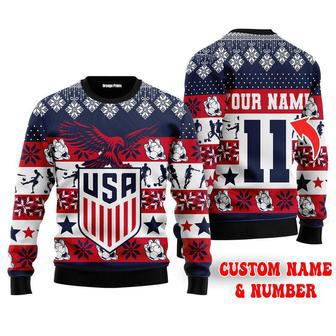 Personalized USA Champion Cup Football 2022 Ugly Christmas Sweaters | Favorety