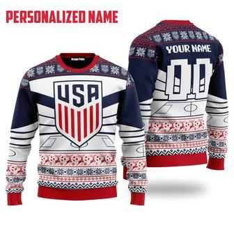 Personalized USA Football Cup Champion Ugly Christmas Sweaters | Favorety