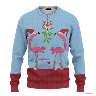 Pink Flamingos Funky Pattern Ugly Christmas Sweater | Favorety