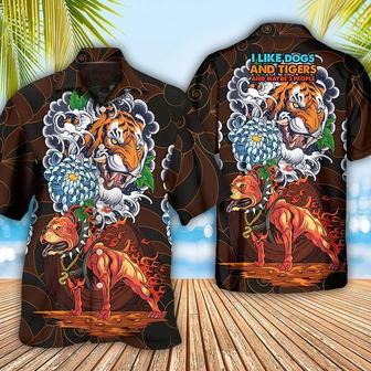 Pitbull Aloha Hawaii Shirt - I Like Dogs And Tigers Hawaiian Shirt For Summer - Perfect Gift For Dog Lovers, Friend, Family - Seseable