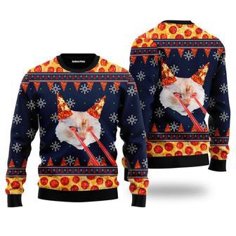 Pizza Cat With Laser Eyes Ugly Christmas Sweater For Men & Women | Favorety DE