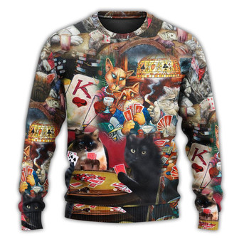 Poker Beautiful Cats Play Poker Ugly Sweaters - Thegiftio UK