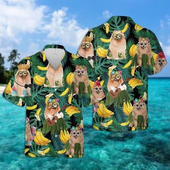 Pomeranian Hawaiian Shirt, Tropical Leaves Hawaiian Shirt For Men - Perfect Gift For Pomeranian Lovers, Husband, Boyfriend, Friend, Family - Seseable
