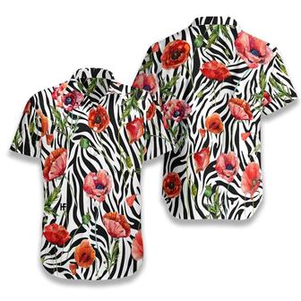 Poppy Hawaiian Shirt, Poppy Zebra Watercolor Painting Art Hawaiian Shirt, Colorful Summer Hawaiian Shirt - Perfect Gift For Men Women, Friends, Family - Seseable