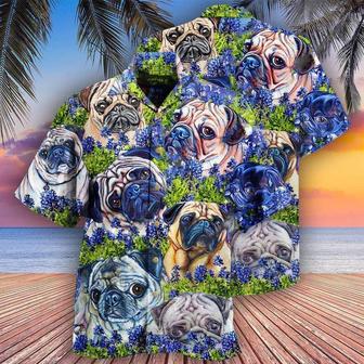 Pug Aloha Hawaii Shirt - Pug And Beautiful Blue Bonnet Hawaiian Shirt For Summer - Perfect Gift For Dog Lovers, Friend, Family - Seseable
