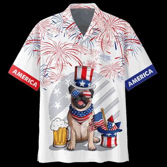Pug And Beer Aloha Hawaiian Shirts For Summer, Pug Dog Independence Day Aloha Hawaiian Shirt For Men Women, Fourth Of July Apparel Gift For Dog Lovers - Seseable