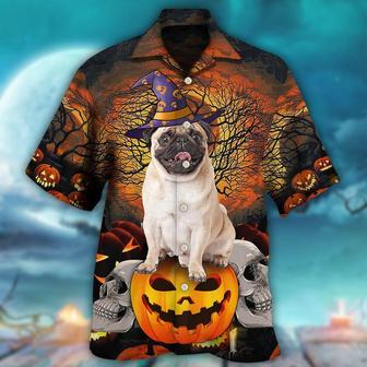 Pug Hawaiian Shirt, Halloween Pug My Lovely Dog Aloha Hawaiian Shirt For Summer, Dog Hawaiian Shirts For Men Women, Dog Lovers, Family - Seseable