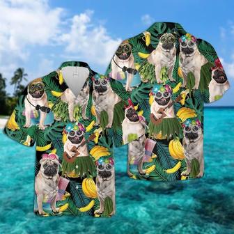 Pug Hawaiian Shirt, Tropical Summer Leaves Hawaiian Shirt For Men - Perfect Gift For Pug Lovers, Husband, Boyfriend, Friend, Family - Seseable