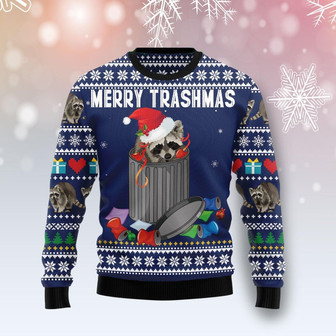 Raccoon Merry Trashmas Christmas Funny Ugly Sweater - Thegiftio UK