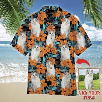 Ragdoll Cat Hawaiian Shirt Custom Photo - Funny Cat In Orange Floral Tropical Personalized Hawaiian Shirts - Perfect Gift For Cat Lovers, Family, Friends | Seseable CA
