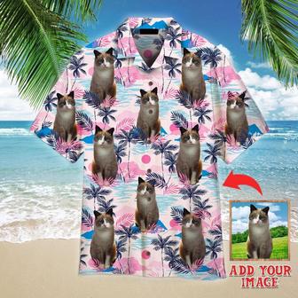 Ragdoll Cat On Pink Palm Tree Tropical Island Custom Photo Hawaiian Shirt, Personalized Hawaiian Shirts - Perfect Gift For Cat Lovers, Family, Friends - Seseable