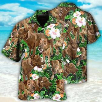 Rhodesian Ridgeback Aloha Hawaii Shirt - Rhodesian Ridgeback Dog Tropical Floral Lovely Style Hawaiian Shirt For Summer - Perfect Gift For Dog Lovers, Friend, Family - Seseable