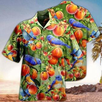 Robin Bird Aloha Hawaiian Shirt - Blue Robin Bird Hawaiian Shirt, Peach Fruits Hawaiian Shirt For Men & Women, Robin Bird Lover | Favorety AU