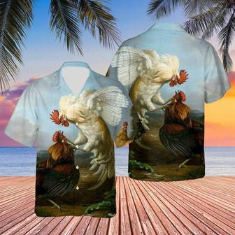 Rooster Aloha Hawaiian Shirt - Colorful Chicken Rooster Pattern Hawaiian Shirt, Rooster Fight Art Hawaiian Shirt For Men & Women, Rooster Lover - Seseable