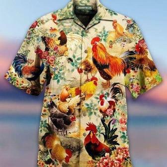 Rooster Aloha Hawaiian Shirt - Colorful Chicken Rooster Pattern Hawaiian Shirt, Tropical Flower Hawaiian Shirt For Men & Women, Rooster Lover - Seseable