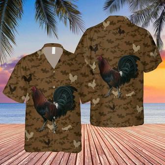 Rooster Aloha Hawaiian Shirt - Love Rooster Brown Pattern Hawaiian Shirt, Rooster Brown Background Hawaiian Shirt For Men & Women, Rooster Lover - Seseable