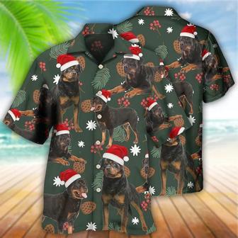 Rottweiler Aloha Hawaii Shirt - Green Leaf Merry Christmas Personalized Hawaiian Shirt For Summer - Perfect Gift For Dog Lovers, Friend, Family | Seseable CA