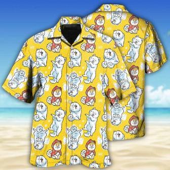 Samoyed Aloha Hawaii Shirt - Dog Yellow Lover Hawaiian Shirt For Summer - Perfect Gift For Dog Lovers, Friend, Family - Seseable