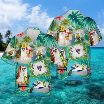 Samoyed Hawaiian Shirt, Samoyed Surfing On Beach Hawaiian Shirt For Men - Perfect Gift For Samoyed Lovers, Husband, Boyfriend, Friend, Family - Seseable