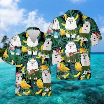 Samoyed Hawaiian Shirt, Tropical Leaves Hawaiian Shirt For Men - Perfect Gift For Samoyed Lovers, Husband, Boyfriend, Friend, Family - Seseable