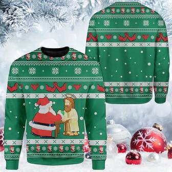 Santa And Jesus Ugly Christmas Sweater For Men & Women | Favorety