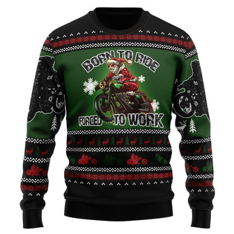 Santa Born To Ride Ugly Christmas Sweater - Thegiftio UK