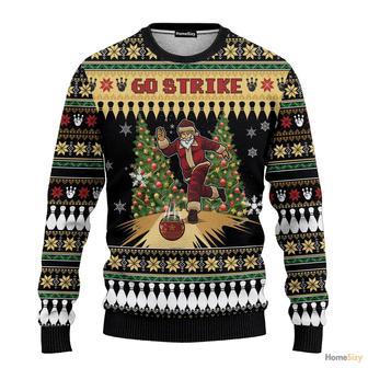 Santa Bowling Go Strike Ugly Christmas Sweater For Men And Women | Favorety UK