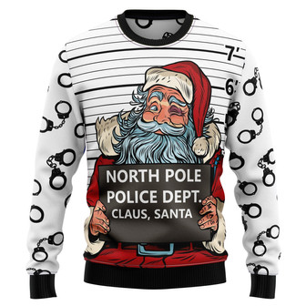 Santa Claus Arrested By North Pole Police Ugly Christmas Sweater - Thegiftio