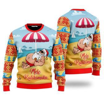 Santa Claus Mele Kalikimaka Beach Ugly Christmas Sweater For Men & Women | Favorety AU