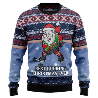 Santa Hockey Ugly Christmas Sweater - Thegiftio UK