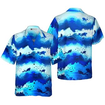 Scuba Diver Under Sea Cave Hawaiian Shirt, Colorful Summer Aloha Shirt For Men Women, Gift For Friend, Team, Diving Lovers - Seseable