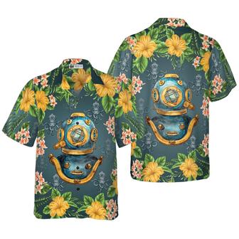 Scuba Diving Vintage Helmet Tropical Hawaiian Shirt, Colorful Summer Aloha Shirt For Men Women, Perfect Gift For Friend, Family, Husband, Wife - Seseable