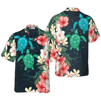Sea Turtle Hawaiian Shirt, Tropical Flower, Tropical Sea Turtle Aloha Shirt For Men - Perfect Gift For Husband, Boyfriend, Friend, Family | Seseable CA