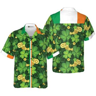 Shamrock And Gold Coins Saint St Patrick's Day Irish Ireland Hawaiian Shirt, Colorful Summer Aloha Shirt For Men Women, Perfect Gift For Husband, Wife - Seseable