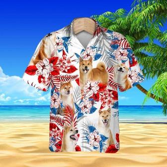 Shiba Inu Aloha Hawaiian Shirt - Shiba Inu In Beach Hawaiian Shirt, Tropical Leaves Hawaiian Shirt For Men & Women, Shiba Inu Lover | Favorety CA