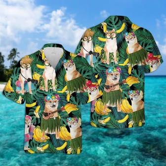 Shiba Inu Hawaiian Shirt, Tropical Summer Leaves Hawaiian Shirt For Men - Perfect Gift For Shiba Inu Lovers, Husband, Boyfriend, Friend, Family | Favorety
