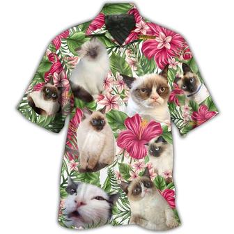 Siamese Cat Hawaiian Shirt For Summer, Cat Tropical Floral, Best Colorful Cool Cat Hawaiian Shirts Outfit For Men Women, Friend, Team, Cat Lovers - Seseable
