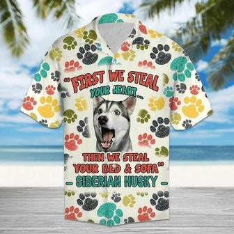 Siberian Husky And LGBT Aloha Hawaiian Shirts For Summer, Happy Dogs Pride Month Colorful Of LGBT Hawaiian Shirts, Gift For Gaymer Lesbian, Dog Lovers - Seseable