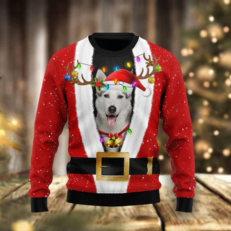 Siberian Husky Christmas Funny Red Ugly Sweater - Thegiftio UK