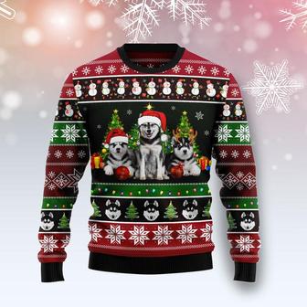 Siberian Husky Group Beauty Ugly Christmas Sweater - Thegiftio UK