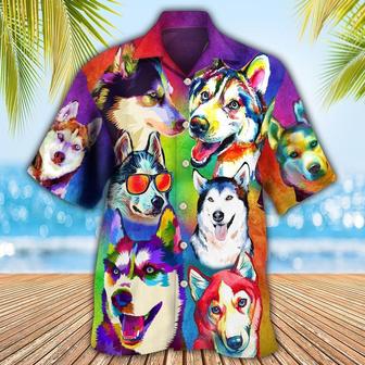 Siberian Husky Hawaiian Shirt, Dog So Cool Aloha Hawaiian Shirt For Summer, Colorful Dog Hawaiian Shirt, Gift For Men Women, Dog Lover, Dog Mom Dad - Seseable