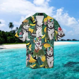 Siberian Husky Hawaiian Shirt, Tropical Summer Leaves Hawaiian Shirt - Perfect Gift For Siberian Husky Lovers, Husband, Boyfriend, Friend, Family - Seseable