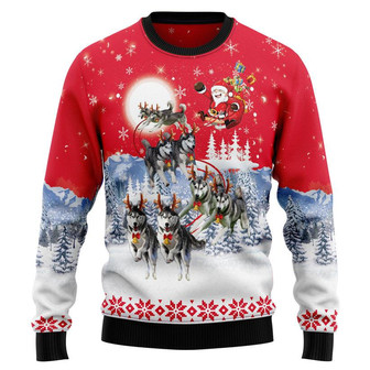 Siberian Husky Santa Claus Ugly Christmas Sweater - Thegiftio UK